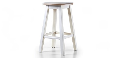 White Wooden Bar Stool Isolated on White Background for Modern Interiors, Home Decor, and Furniture Design Projects