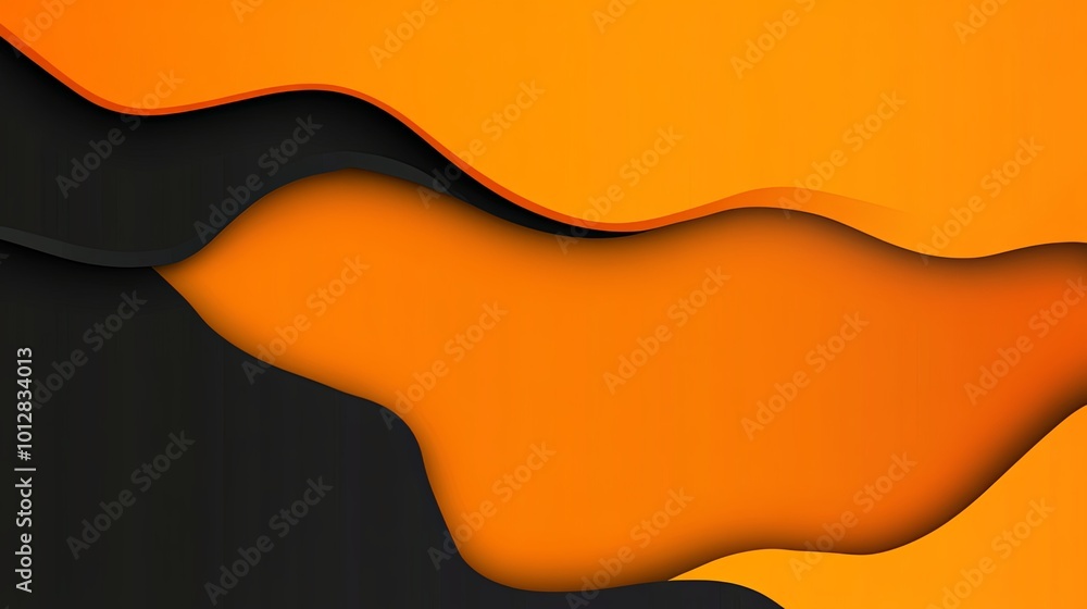 Poster Abstract design featuring flowing shapes in orange and black, creating a modern and dynamic visual effect.