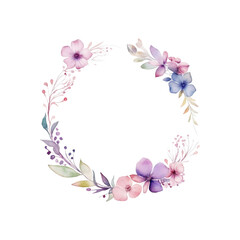 Pink roses and greenery in a circular frame. Suitable for wedding invitations, greeting cards, or floral themed designs. Feminine and elegant. Generative AI