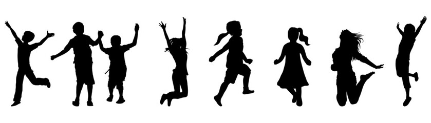 happy playing children silhouette