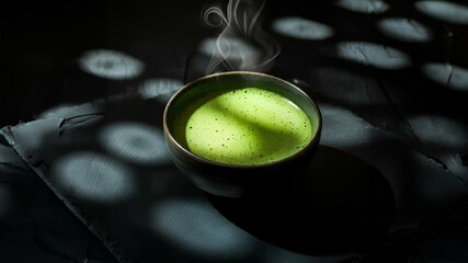 Way of Tea.Matcha is a drink of Japanese culture.｜茶道.抹茶は日本文化の飲み物.黒背景