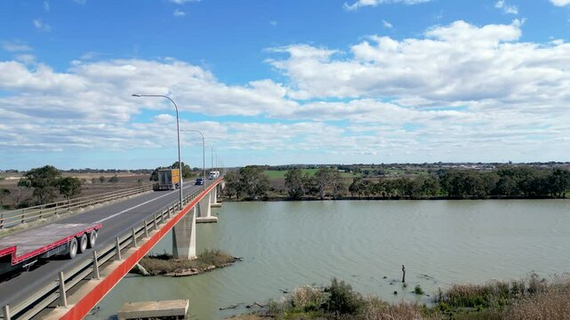 Large semi trailers at Murray Bridge in South Australia travelling between Adelaide and Melbourne