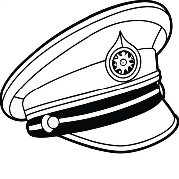 recommend clip art: Marine captain hat vector line art
