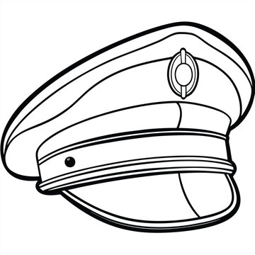 recommend clip art: Marine captain hat vector line art