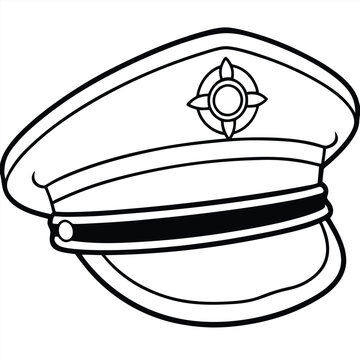 recommend clip art: Marine captain hat vector line art