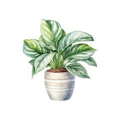 Houseplant with long green leaves in a brown pot. Perfect for home decor, gardening blogs, interior design websites, and lifestyle publications. Generative AI