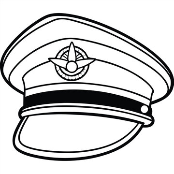 recommend clip art: Marine captain hat vector line art