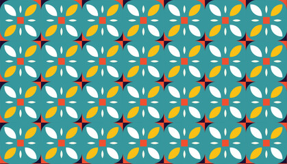 Colorful floral themed batik seamless geometric pattern. Perfect for printing, design and textiles