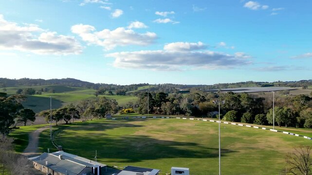 Drone footage of the Gumeracha AFL field in the Adelaide Hills in South Australia.