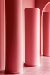 Pink Columns and Wall in an Architectural Setting