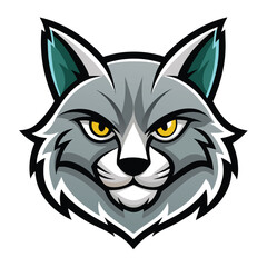 cat head mascot logo on with white background.
