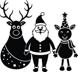 christmas reindeer santa snowman vector