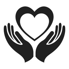 heart in hands icon white background.