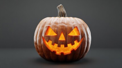 Carved halloween jack o lantern pumpkin isolated on transparent background