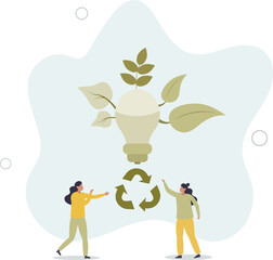 Energy conservation as low power lighting consumption.flat design with people.