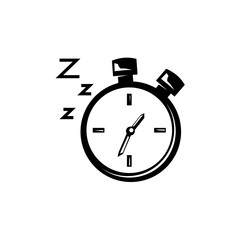 logo illustration of a sleeping clock in black and white