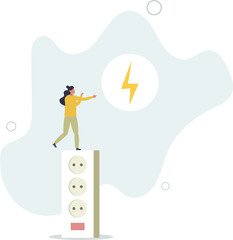reduce energy consumption at home by unplugging appliances .flat design with people.