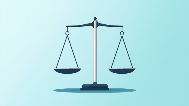 Justice scales with scales tipped equally, fair and impartial, flat design illustration