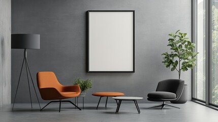 Modern living room with stylish furniture and natural light, minimalist design.