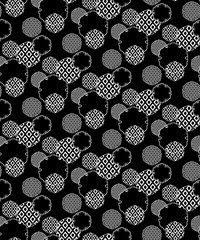 雪輪の伝統紋様のシームレスパターン黒