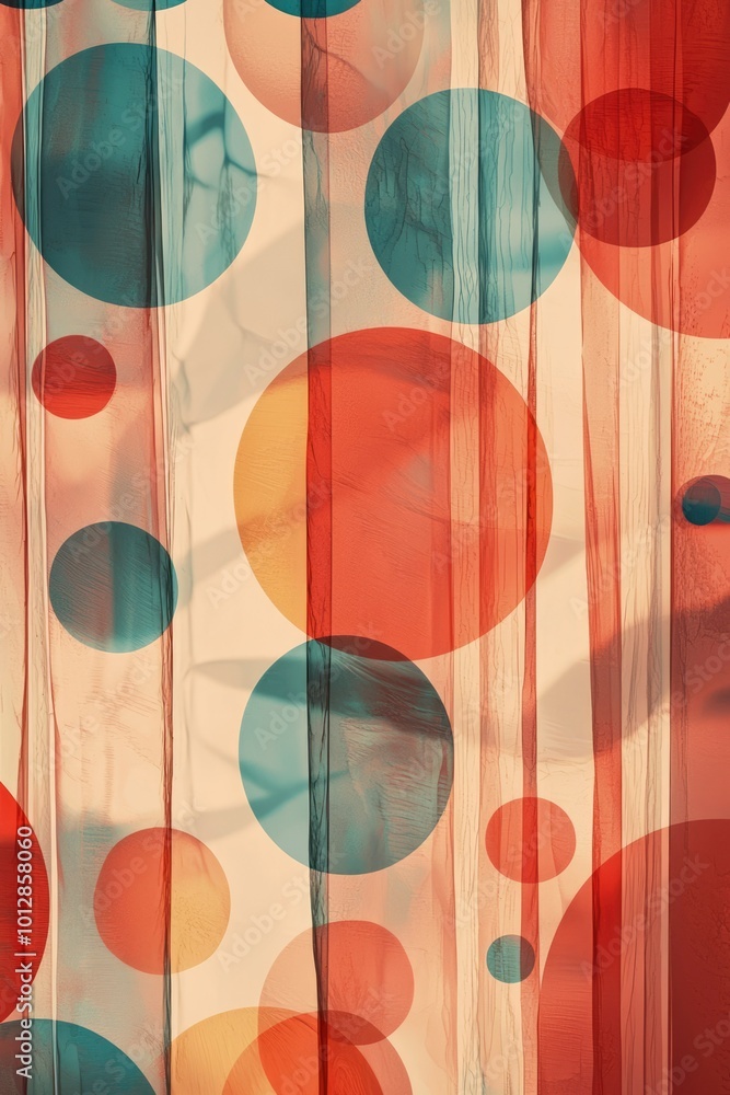 Poster Abstract Geometric Pattern with Overlapping Circles and Vertical Stripes