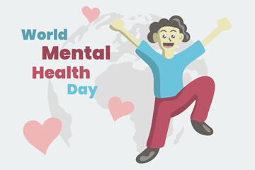 World mental health day poster illustration