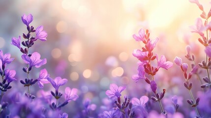 Obraz premium a bunch of purple flowers that are in the grass