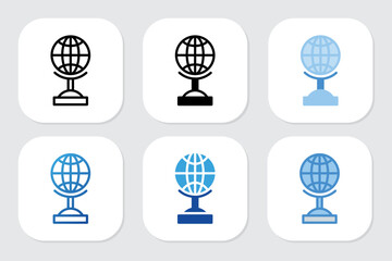 Global icons with various design styles