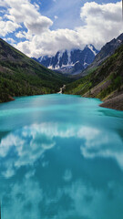 drone flight over Lake Shavlin in Altai