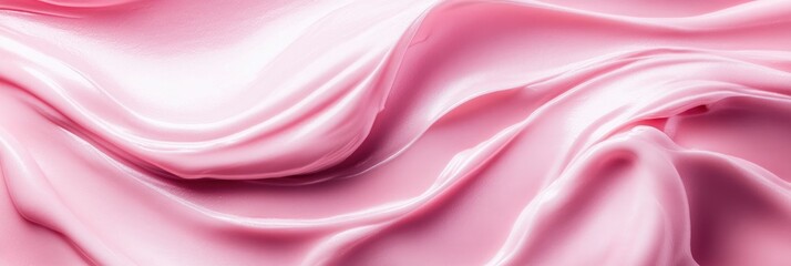 Obraz premium Silky cream texture for cosmetics with a pink backdrop