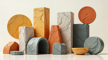 Abstract Geometric Shapes in Warm Earthy Tones
