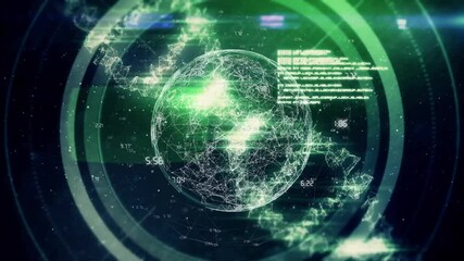 Animation of dna strand with data processing and globe - Powered by Adobe