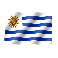 Obraz premium The flag of uruguay flies beautifully