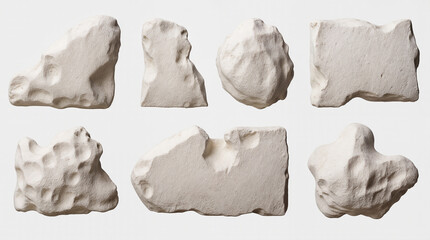 Abstract Brutalist Stone Sculptures Displayed on monochrome Background