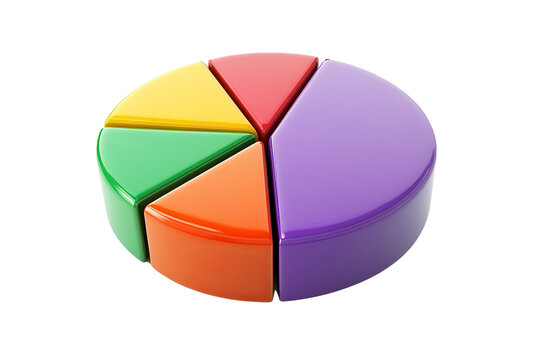 Colorful 3D pie chart with segments in vibrant hues, isolated on a white background for clear visualization.