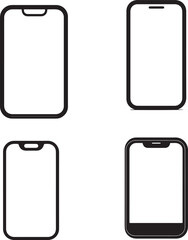 Minimalist Black and White Smartphone Icons Vector Set