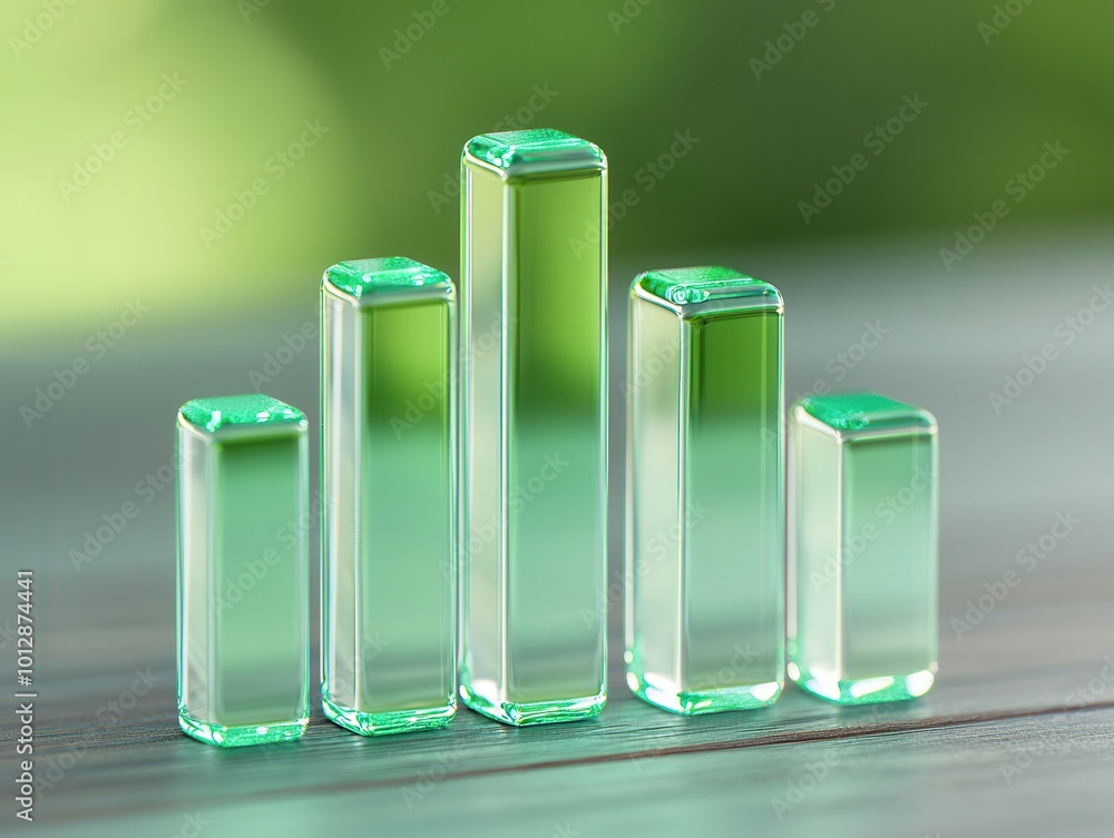 Canvas Prints Glass Bar Chart, Green, Growth, Success.