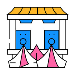 tent camp near stage line icon vector. tent camp near stage sign. isolated symbol illustration © sevector