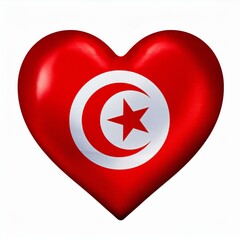 チュニジアの国旗のハート(Heart of Tunisia flag on white.)
