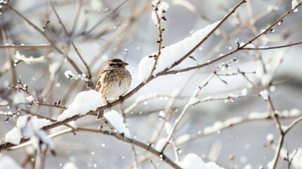 A Small Bird on a Snowy Branch