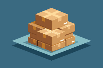  Realistic cardboard boxes at stake. Vector illustration