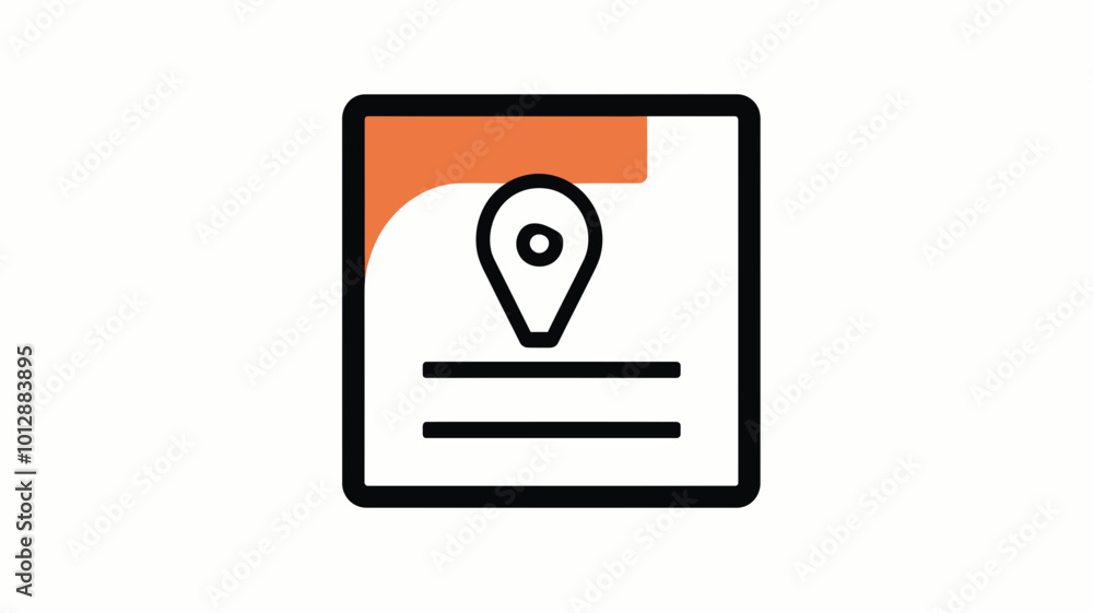 Poster pdf icon with location pin and text lines - trendy thin line vector for document and navigation conc