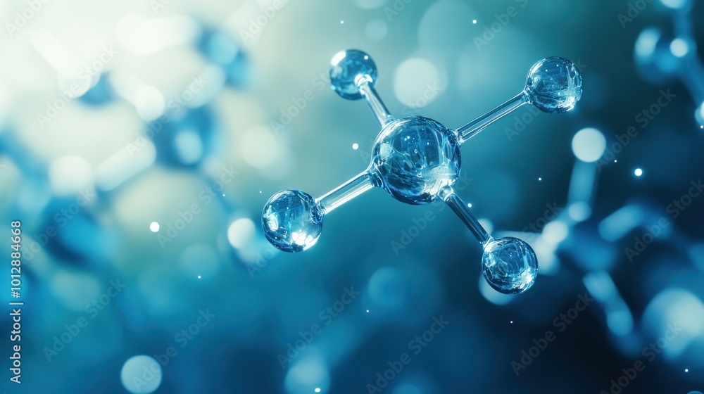 Poster a close-up of molecular structures representing scientific concepts.