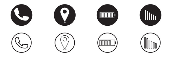 Set of android status bar icon vector set . status bar icon vector for mobile phone , UI design, smart phone status bar icon vector.