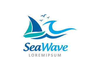 Sea wave logo symbol or icon template