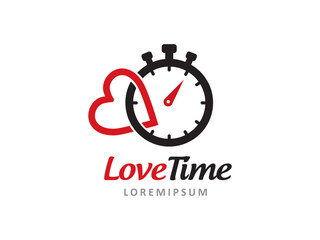 Love and clock logo symbol or icon template