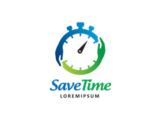 Save Time and Hand clock logo symbol or icon template