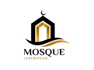 Naklejka premium Modern mosque logo symbol or icon template