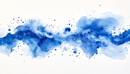 Obraz premium Abstract blue watercolor background with splatter.