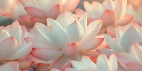 Fototapeta premium Serene Lotus Flowers in Full Bloom